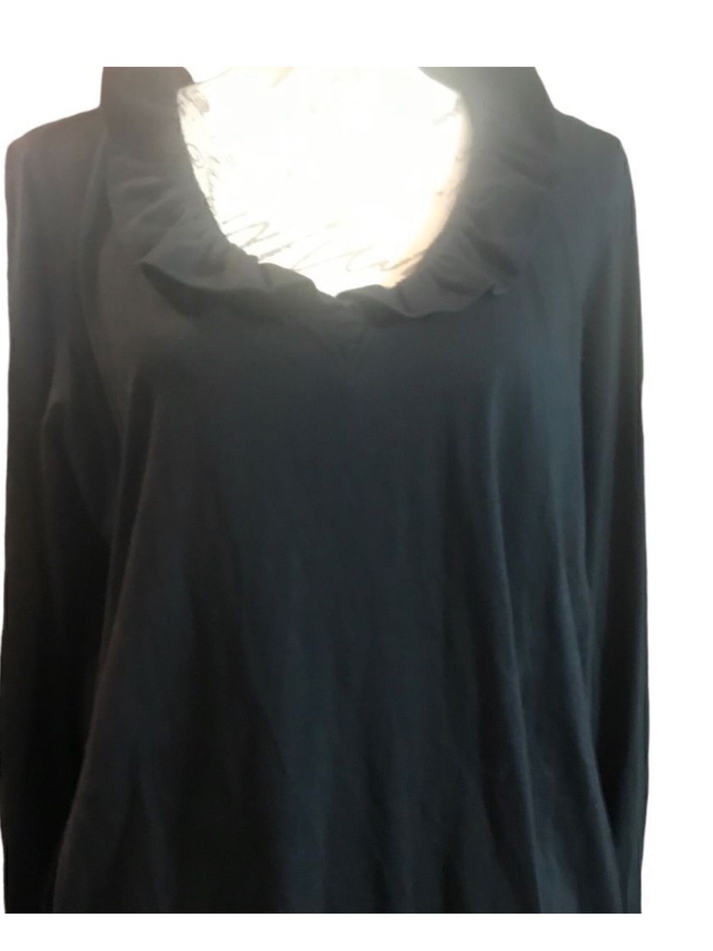 Black Ruffle V-Neck Long-Sleeve Mini Dress - Picture 10 of 12
